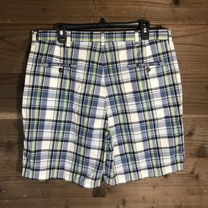 Hagar blue plaid cotton shorts. Sz 38. EUC